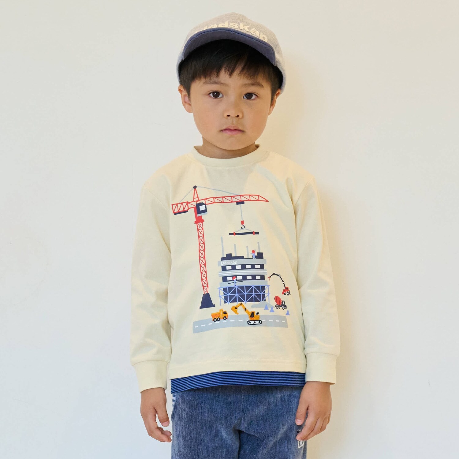 働く車工事中長袖Tシャツ