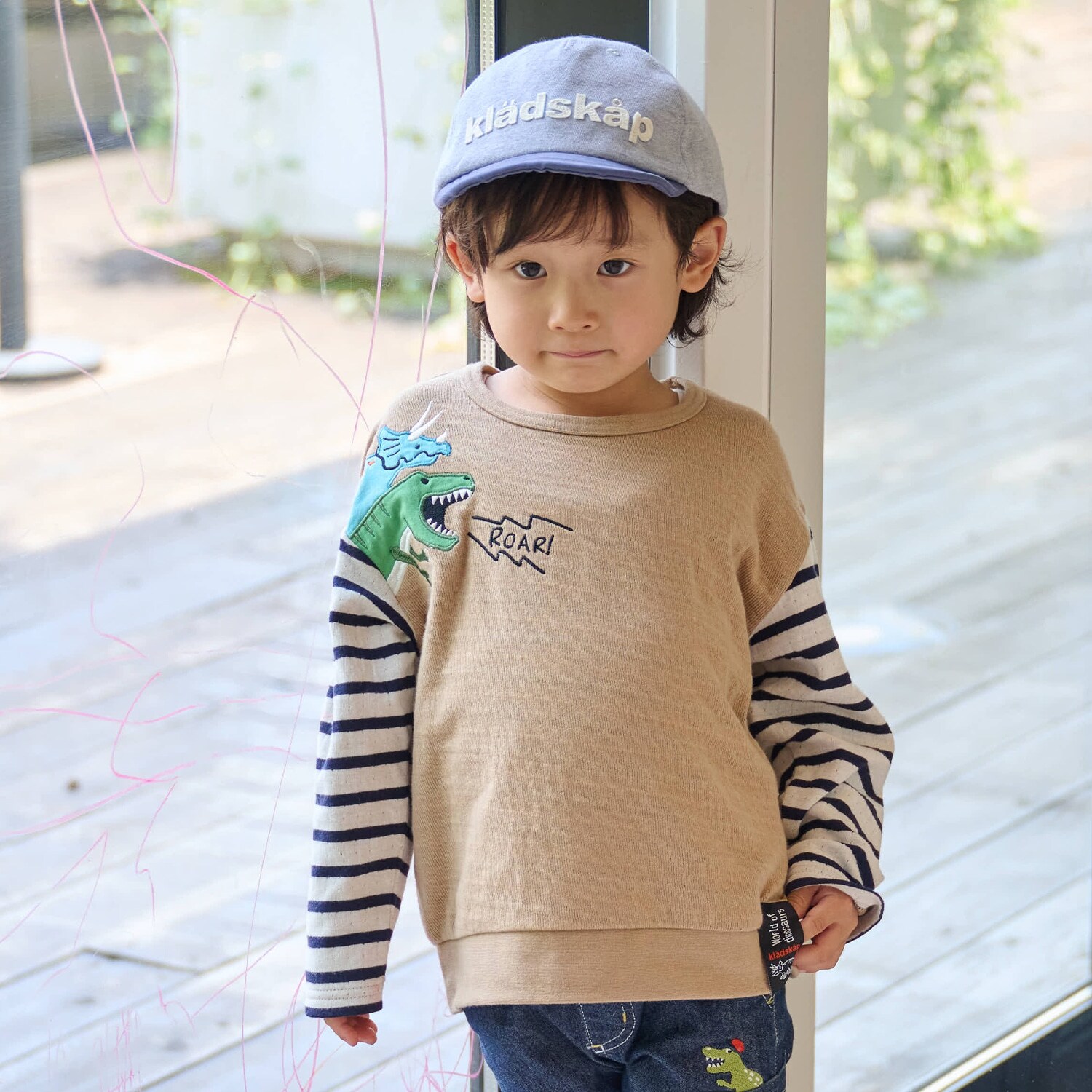 恐竜接結長袖Tシャツ