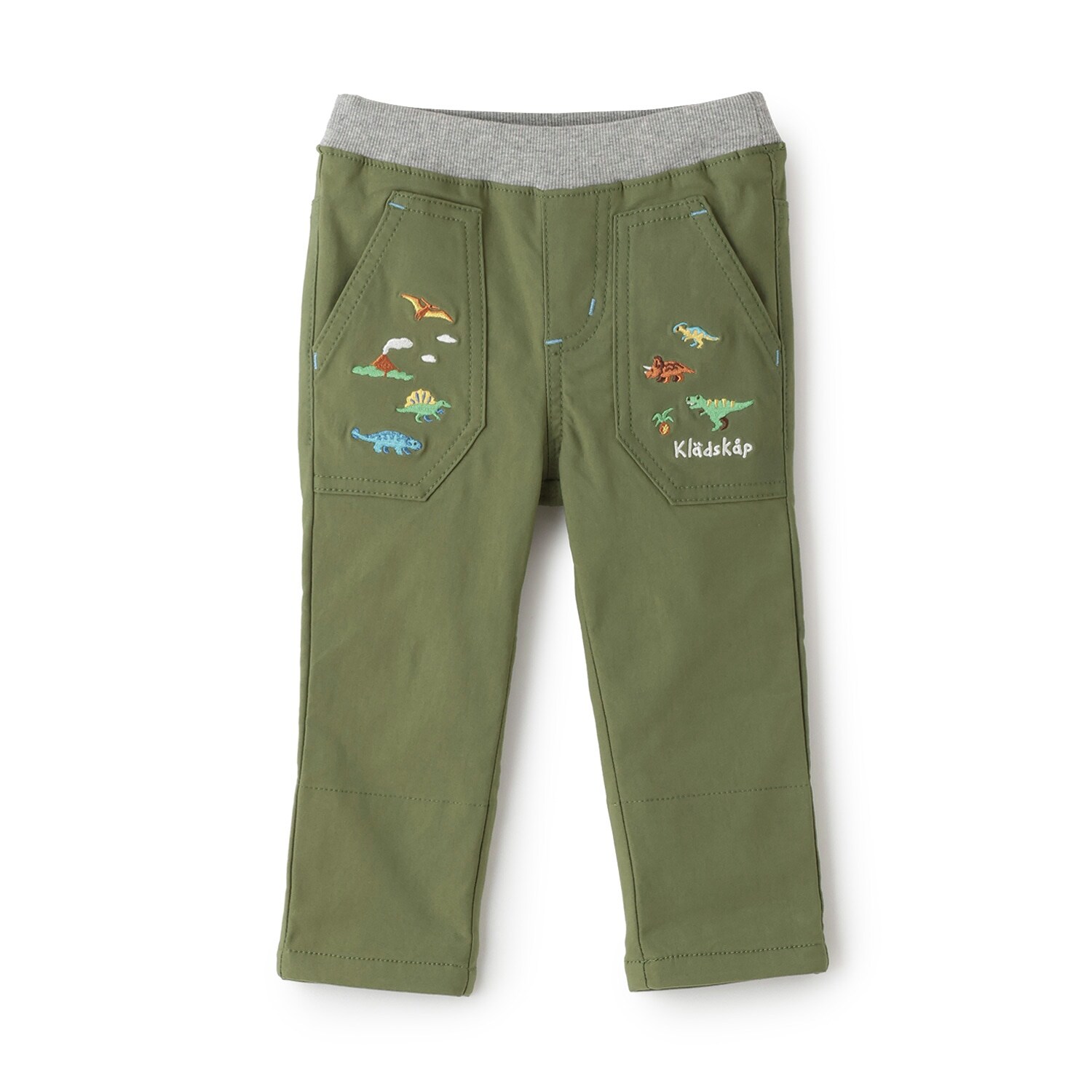 恐竜裾折り返しロング丈ストレートパンツ