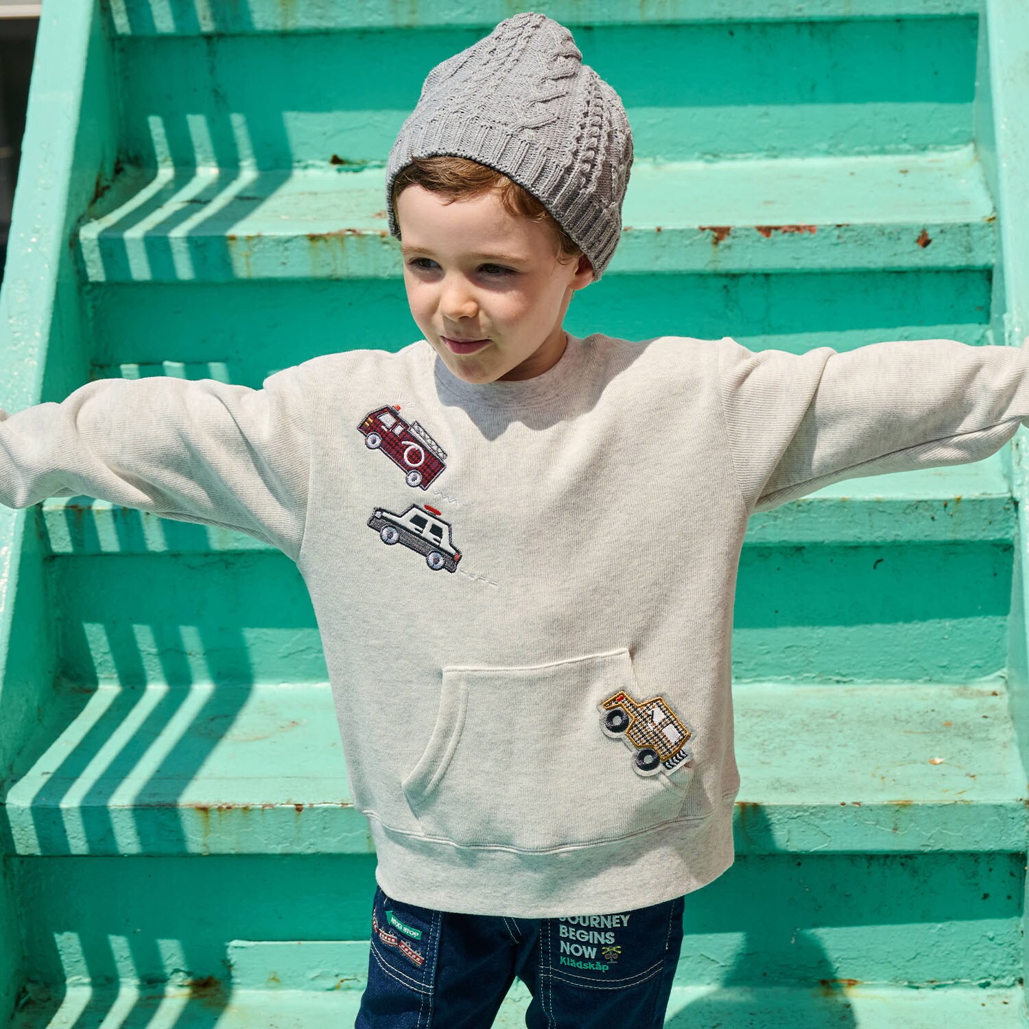 働く車アップリケトレーナー