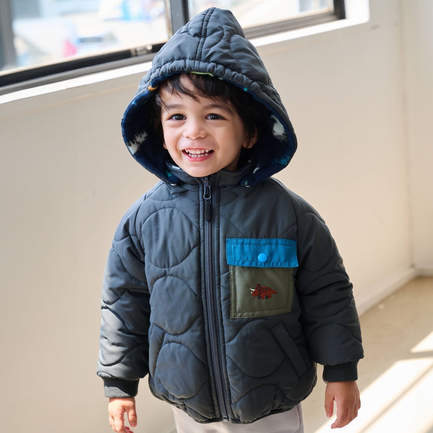 恐竜リバーシブル中わたブルゾン