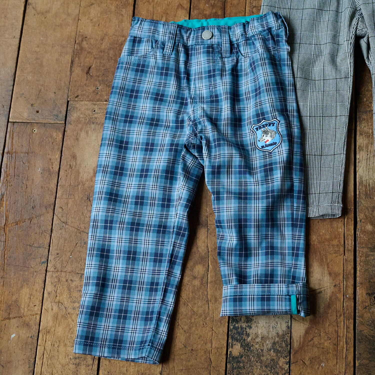 オオカミチェックロング丈ストレートパンツ