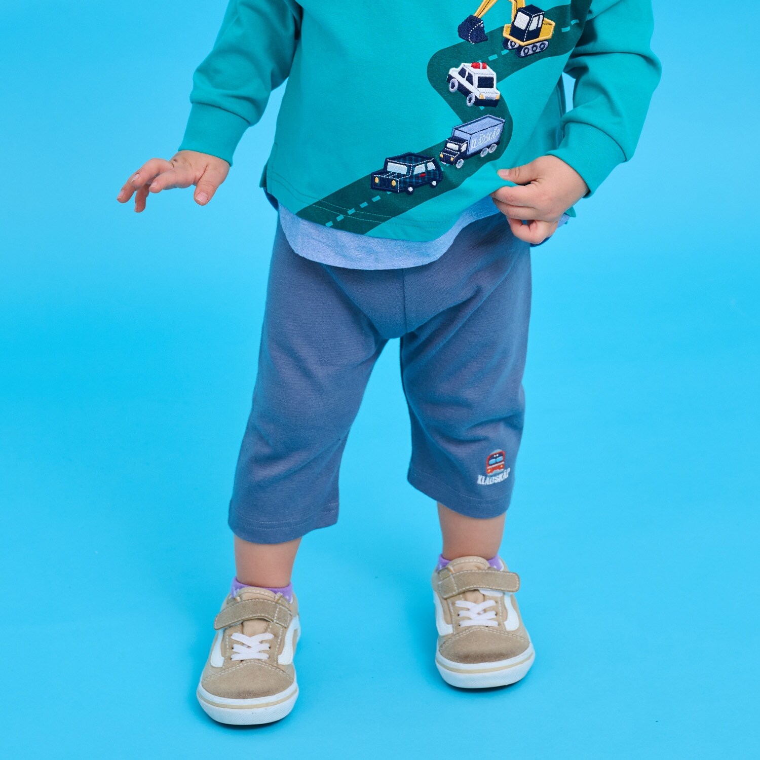 車ワンポイント刺しゅう6分丈レギパン