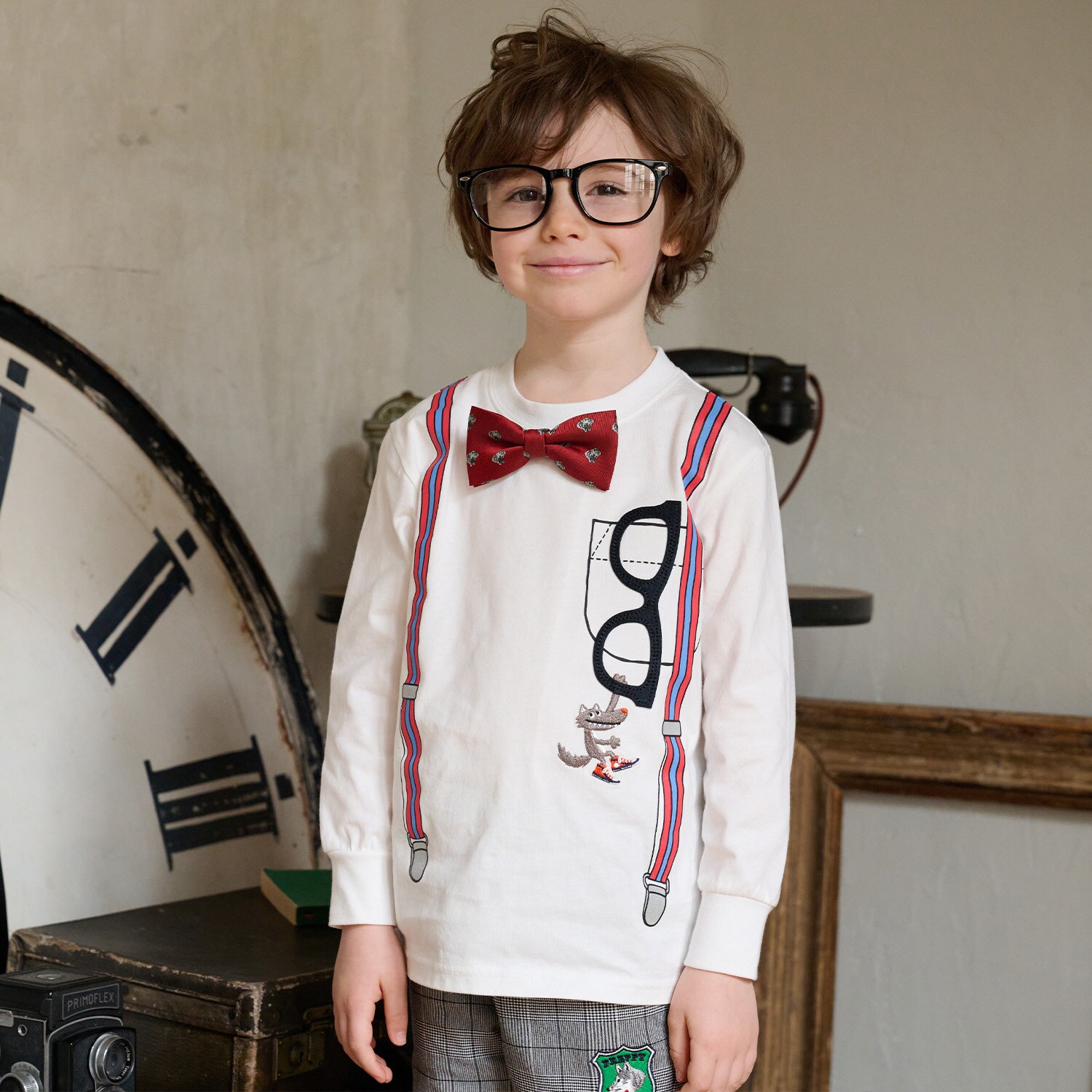 サスペンダートロンプ長袖Tシャツ