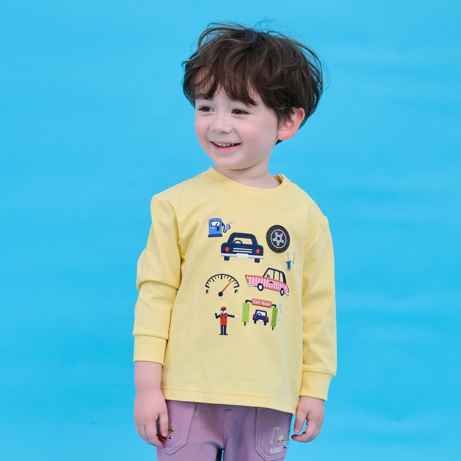 乗り物アップリケ長袖Tシャツ