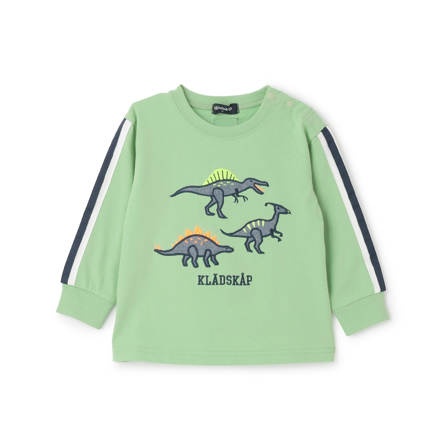 恐竜アップリケ袖ライン長袖Tシャツ