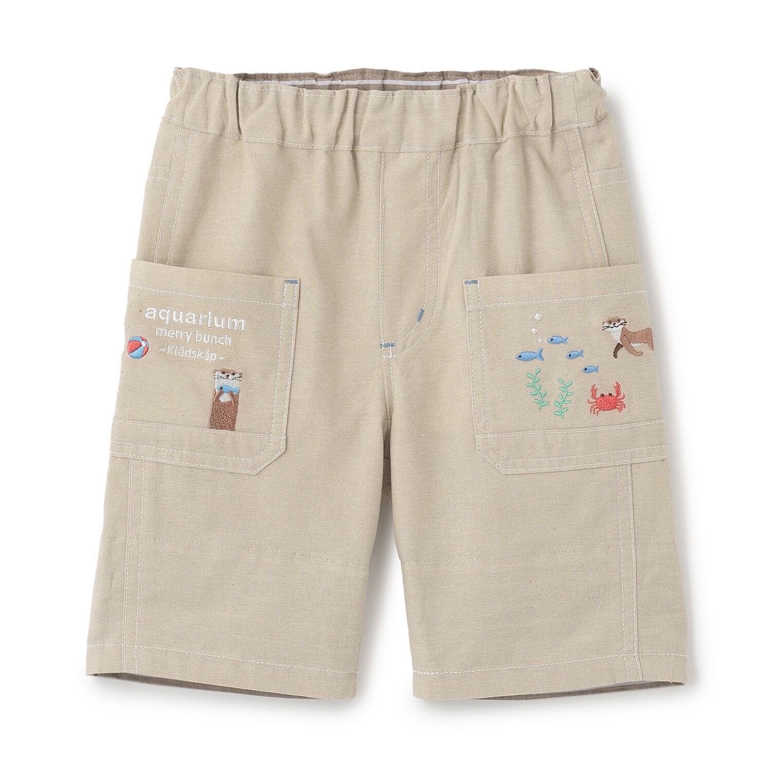 水族館刺しゅう5分丈パンツ