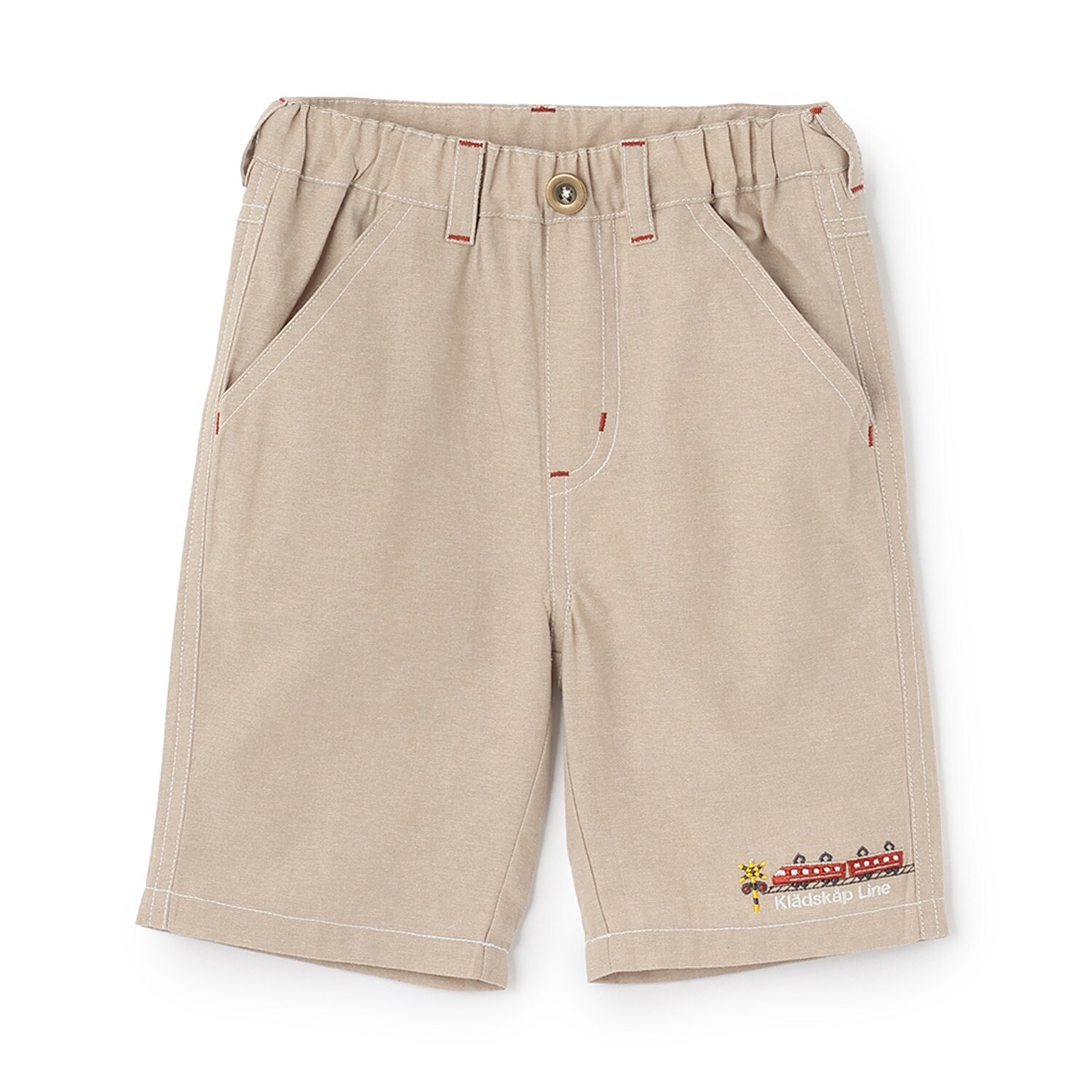 電車刺しゅう5分丈パンツ