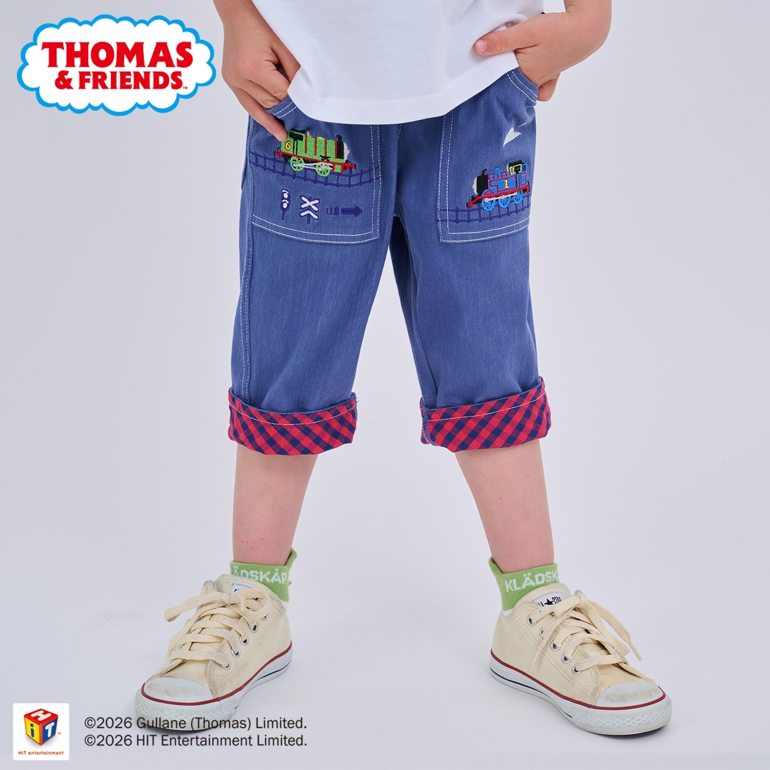 【トーマス】裾裏チェック6分丈パンツ