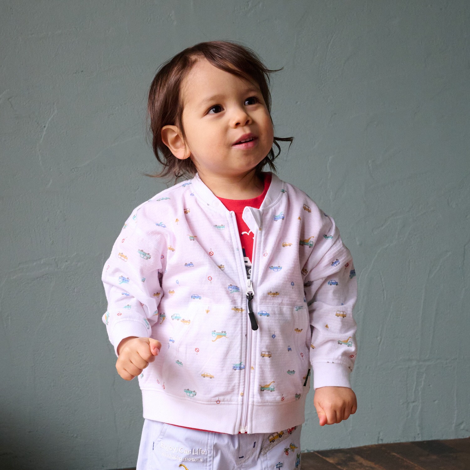 乗り物総柄長袖パーカ