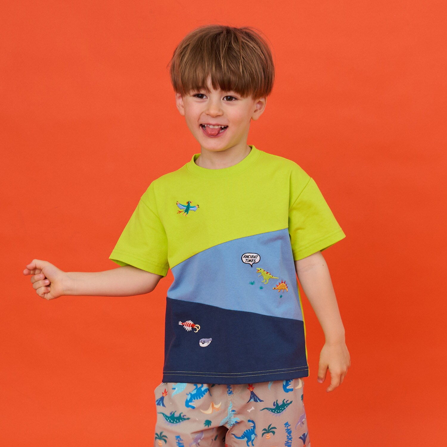 太古の生き物切替半袖Tシャツ