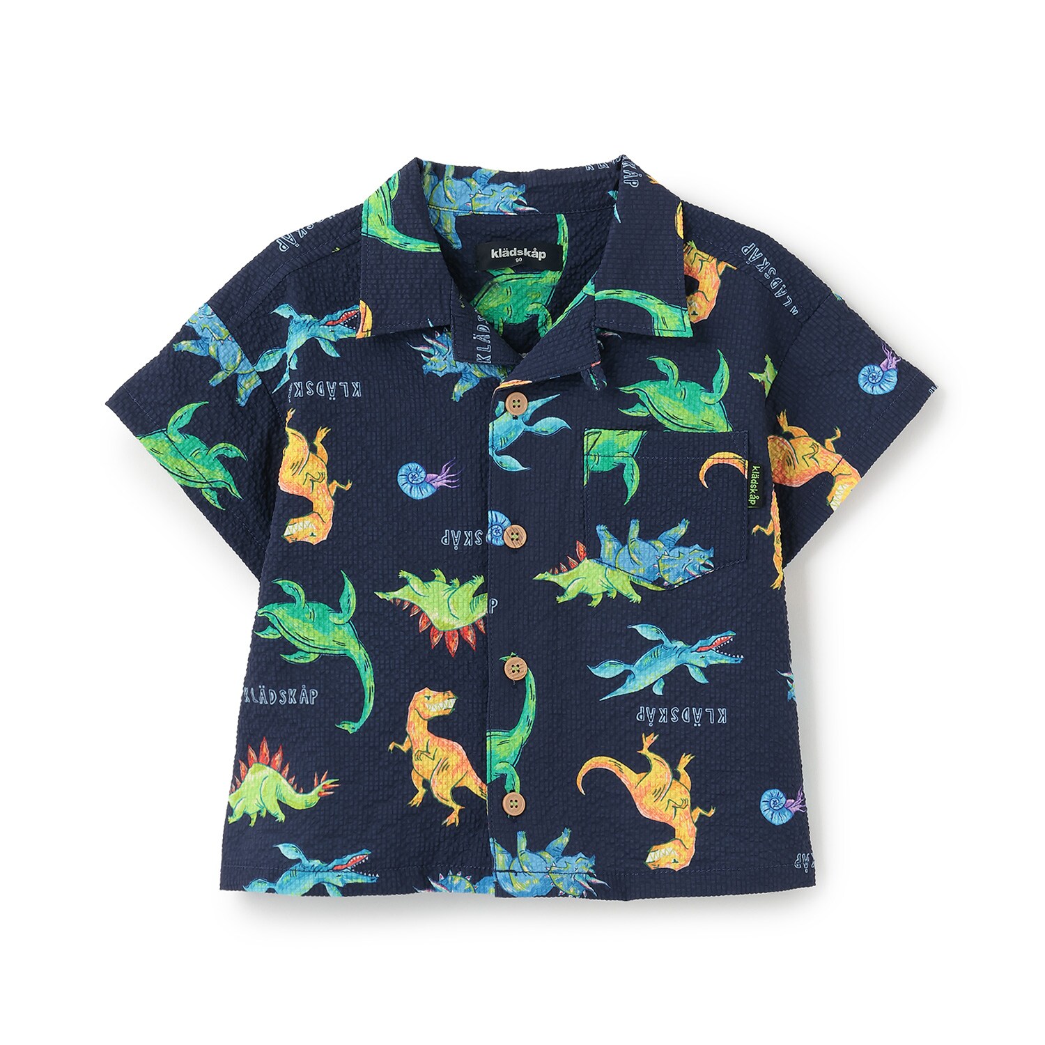 恐竜総柄半袖開衿シャツ