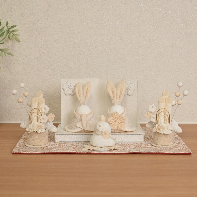 【夢み屋】【お正月飾り】【雛人形】白粋-HAKI-うさぎ雛迎春セット