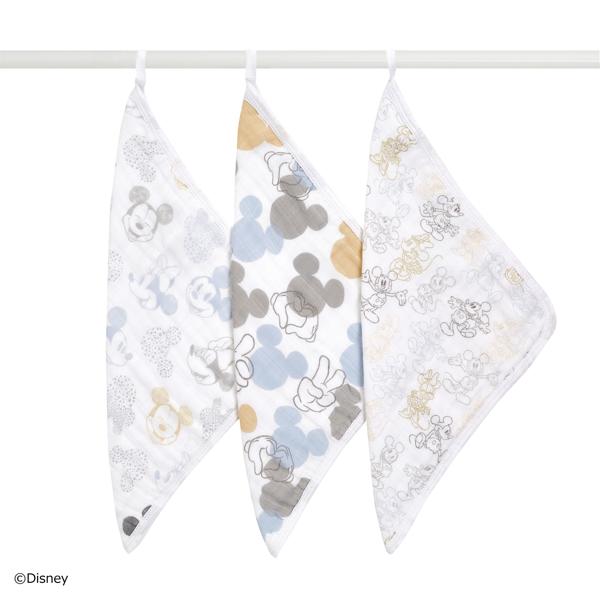 【aden + anais】ウォッシュクロス/ミッキー+ミニー/3枚