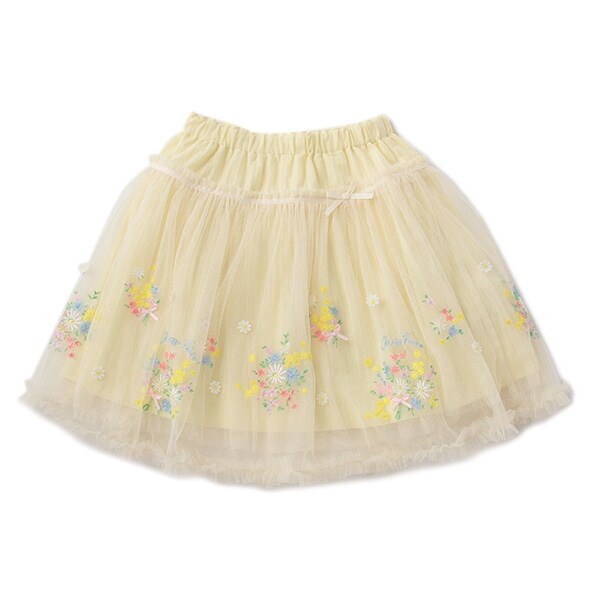 花刺しゅうチュールつきスカート
