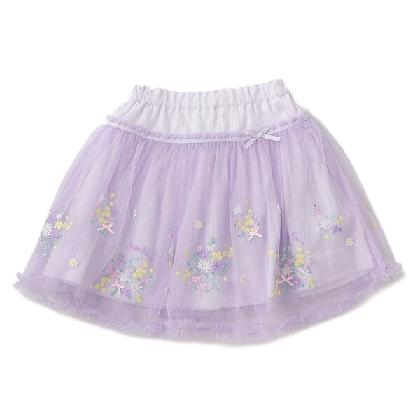 花刺しゅうチュールつきスカート