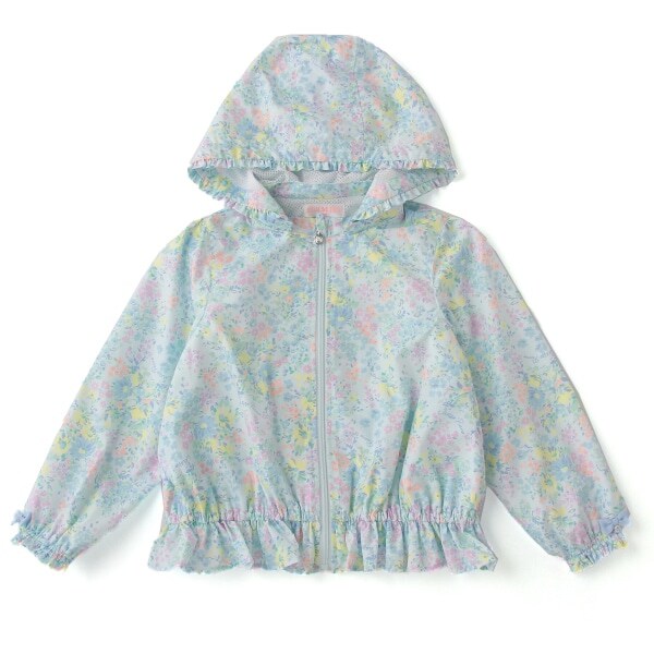 フラワープリントフリルウィンドブレーカー