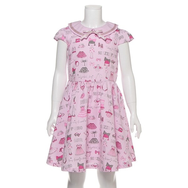 きせかえ柄衿つきラメプリントワンピース