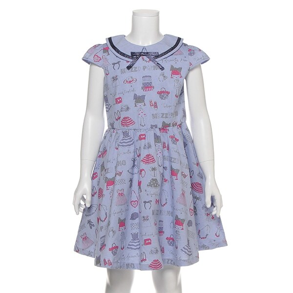 きせかえ柄衿つきラメプリントワンピース