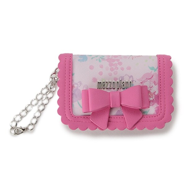 リボンスカラップフリル花柄パスケース