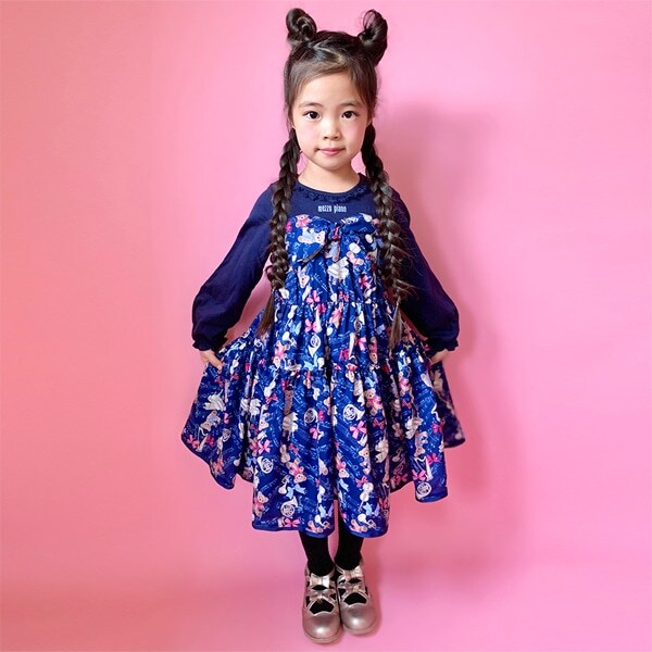 楽器×クマ柄ドッキングティアードワンピース