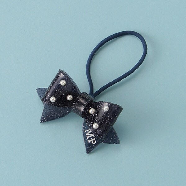 フェイクパールつきキラキラリボンヘアポニー