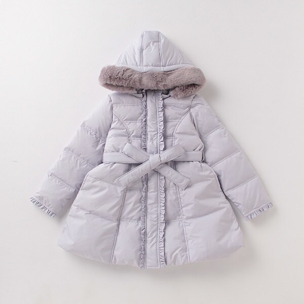 フリルつきダウン入りロングジャケット