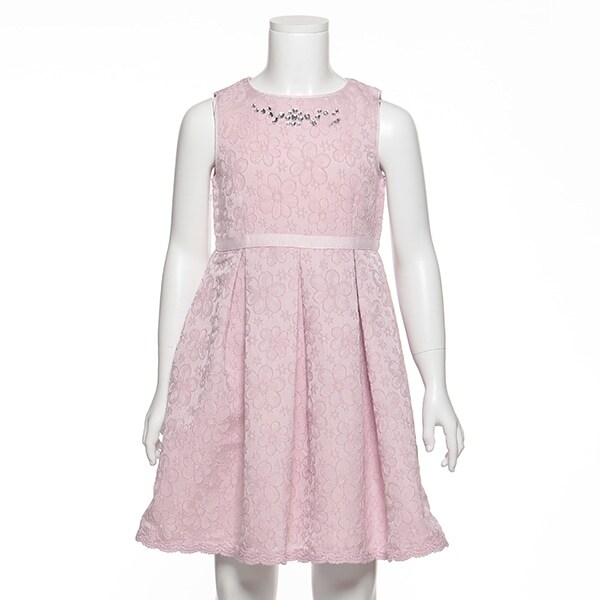 ビジューつき花柄ジャカードワンピース