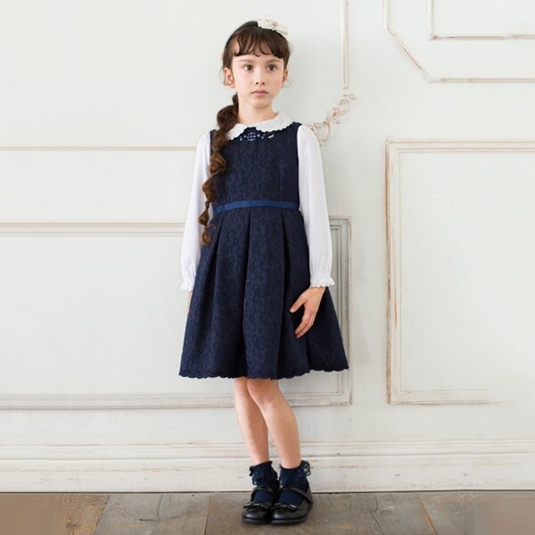 ビジューつき花柄ジャカードワンピース