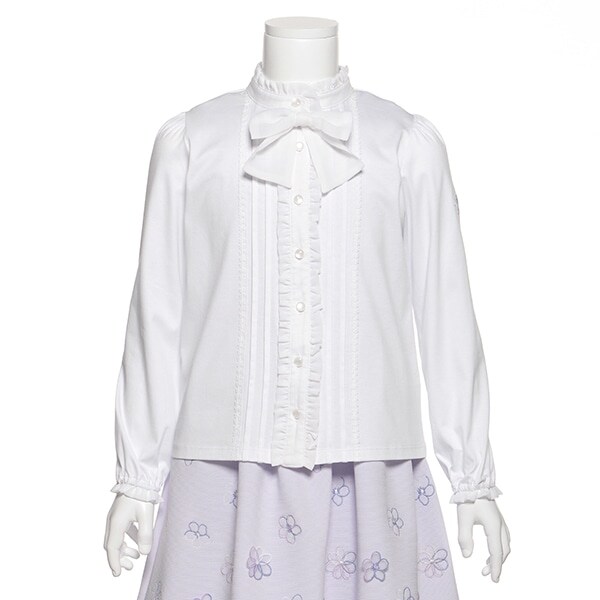 リボンつきスタンドカラーブラウス