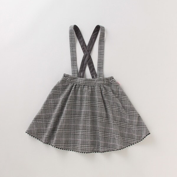 サスペンダーつきチェックジャカードスカート