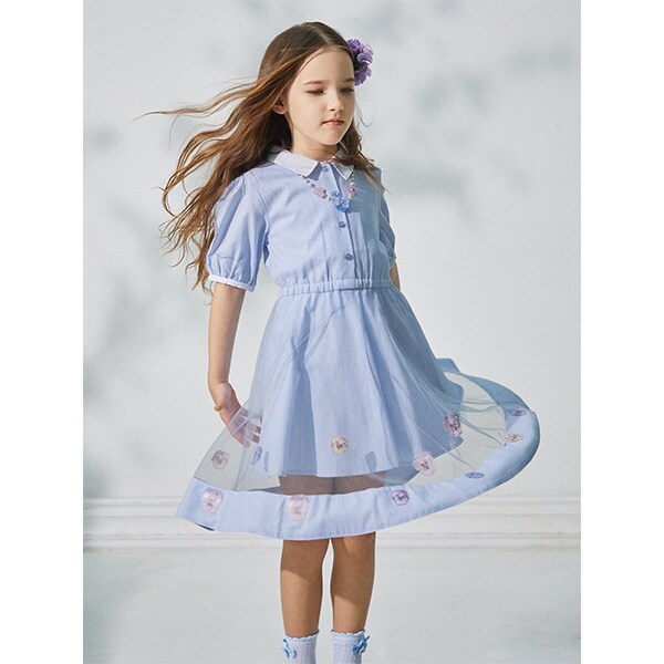 パンジーチュールドッキングシャツワンピース