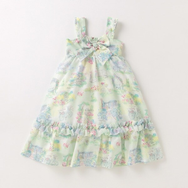 ガーデン柄ノースリーブワンピース