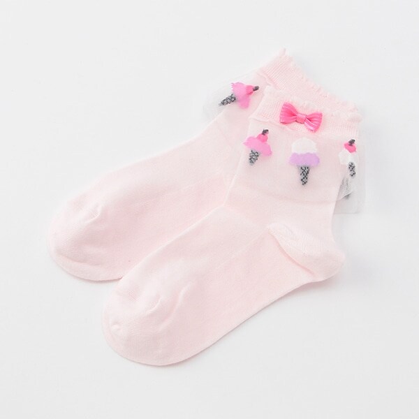 【トドラーサイズ】アイス柄透かしフリルソックス
