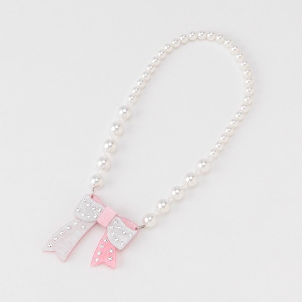 リボンモチーフパール調ビーズネックレス