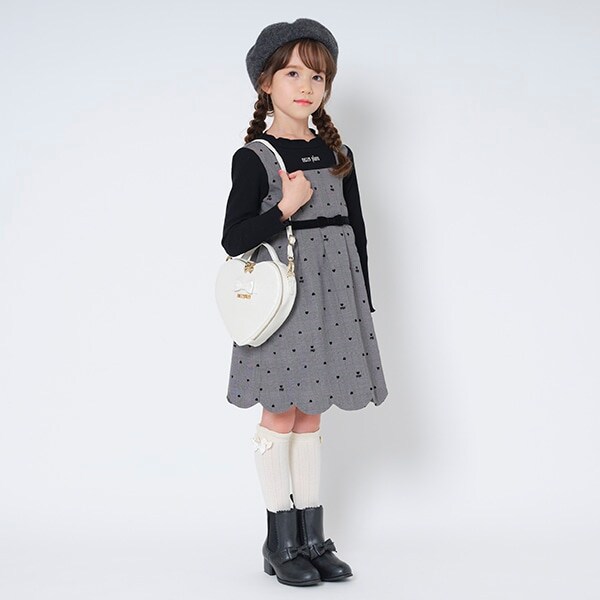 チェックハート柄ドッキングワンピース