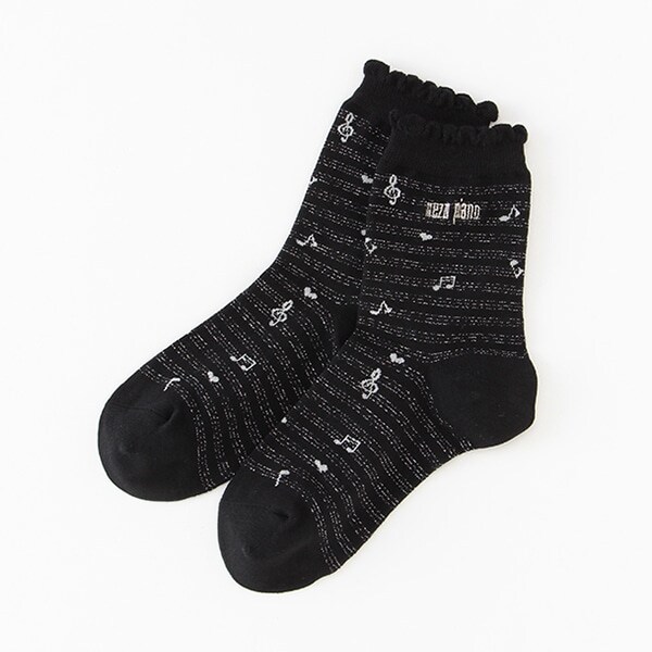 音符ボーダークルーソックス【日本製】