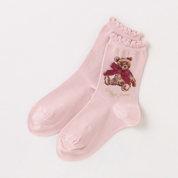 【キッズサイズ】 クマチャンクルーソックス 【日本製】