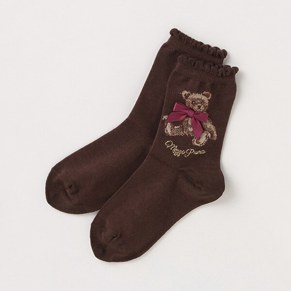 【キッズサイズ】 クマチャンクルーソックス 【日本製】