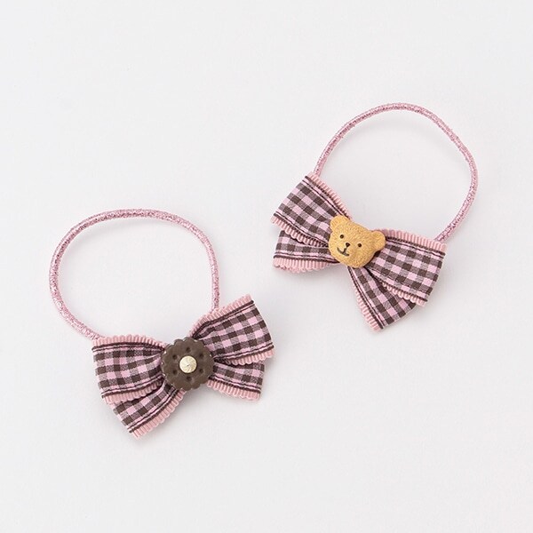 クマクッキーリボンヘアポニー2個セット 【日本製】