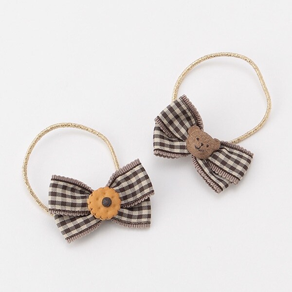 クマクッキーリボンヘアポニー2個セット 【日本製】