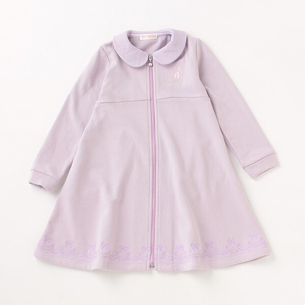 バレエリボン刺しゅう衿つきジップワンピース