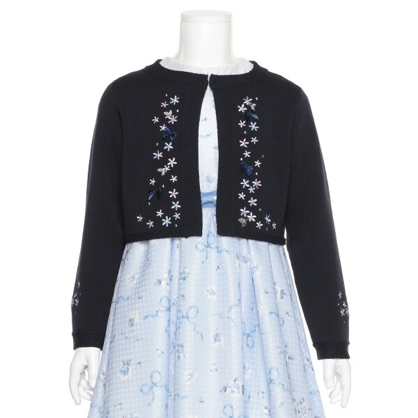 花刺しゅうニットボレロ