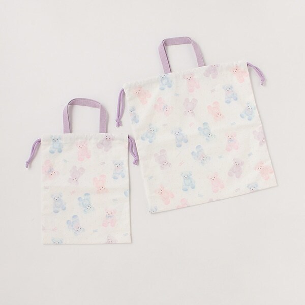 ドットマルチクマ柄体操着＆給食着入れ巾着セット