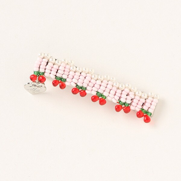チェリー・花 ビーズヘアクリップ