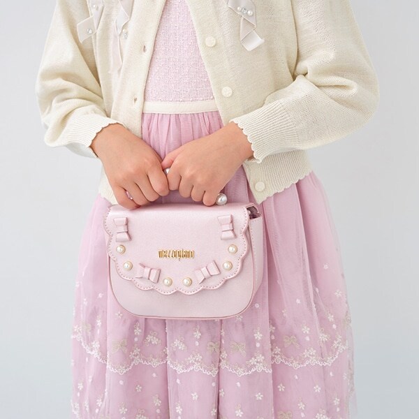 スカラップ　パールハンドバッグ