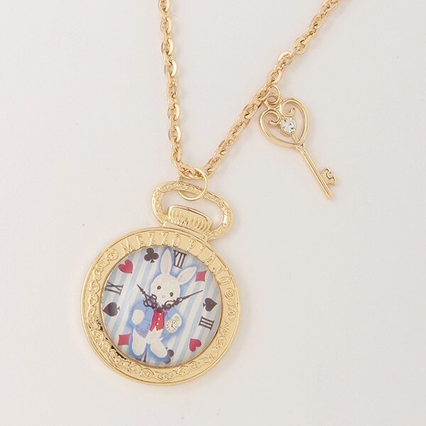 ウサギ懐中時計風ネックレス