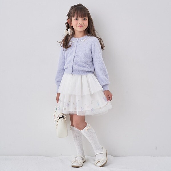 雪の結晶刺しゅう　チュールスカート