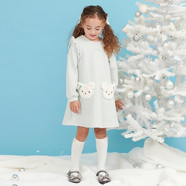 動物アップリケ　ジャガードワンピース