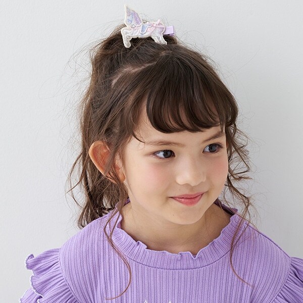 ユニコーン刺しゅう　ヘアクリップ
